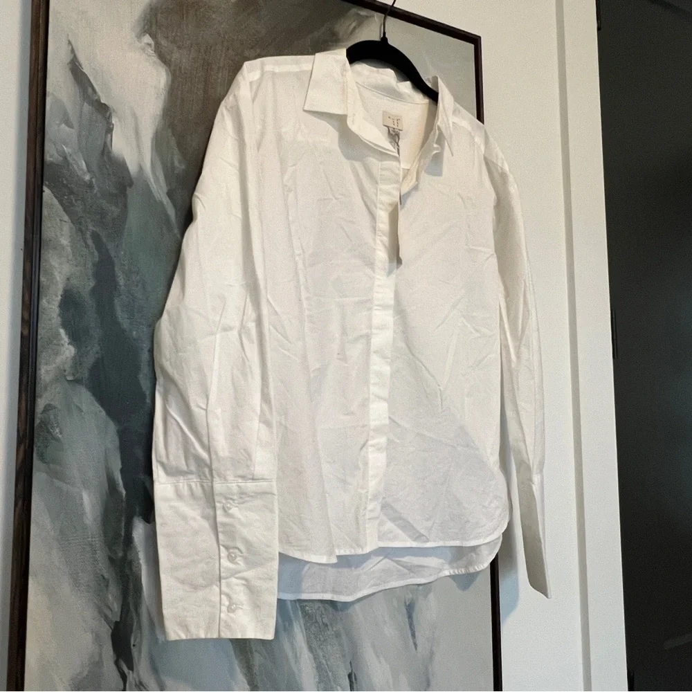 A new day white long sleeve button down shirt M - Picture 4 of 4